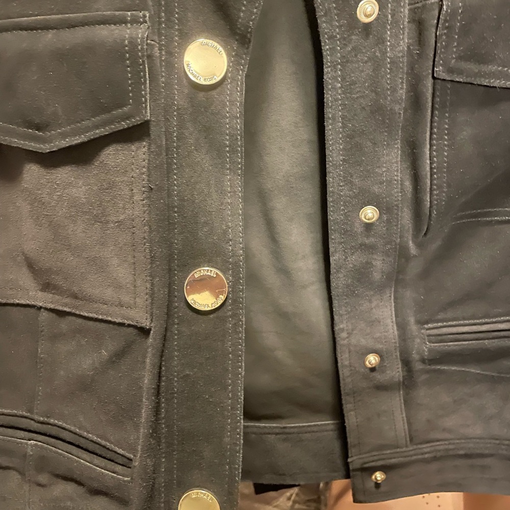 Michael Kors navy Italian cow leather jacket - Picture 3 of 16
